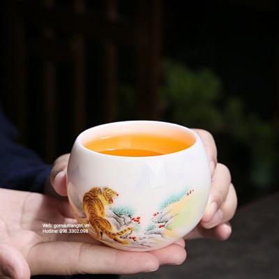 Bộ Chén 12 Con Giáp - Hàng Sứ Xương - Thủ Công Cao Cấp